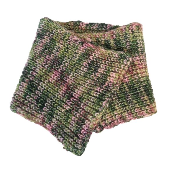 Green Pink Handknit Infinity Scarf - Picture 4 of 4